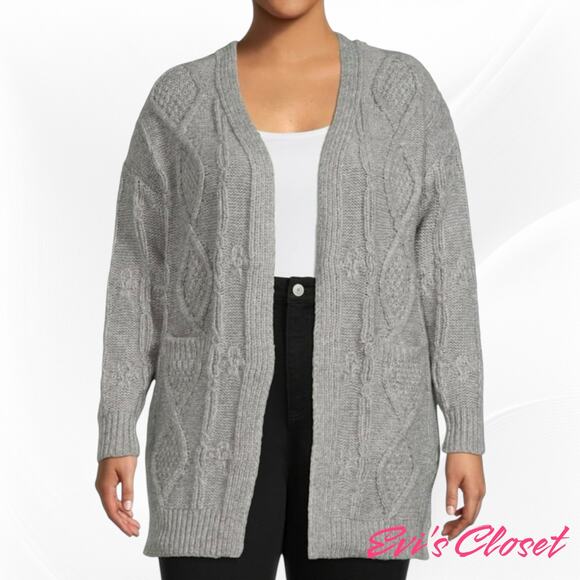 Time True Women's Cardigan Open Front Sweater Grey XS (0-2) 2 Pockets - Picture 4 of 8